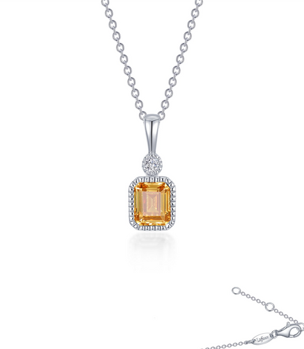 LaFonn 0.91 CTW Simulated Diamond And Simulated Yellow Topaz November Birthstone Necklace