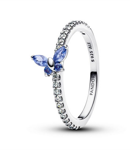Pandora Sparkling Blue Butterfly Ring Size 6