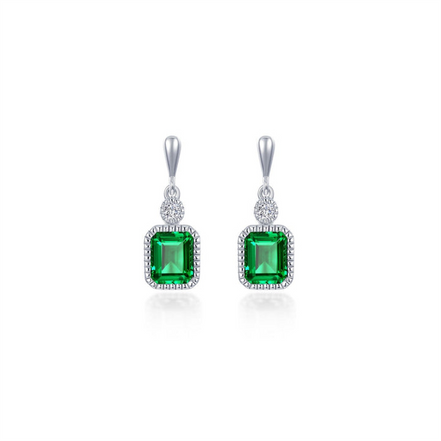 Lafonn 1.82 CTW Simulated Diamond and Emerald May Birthstone Dangle Earrings