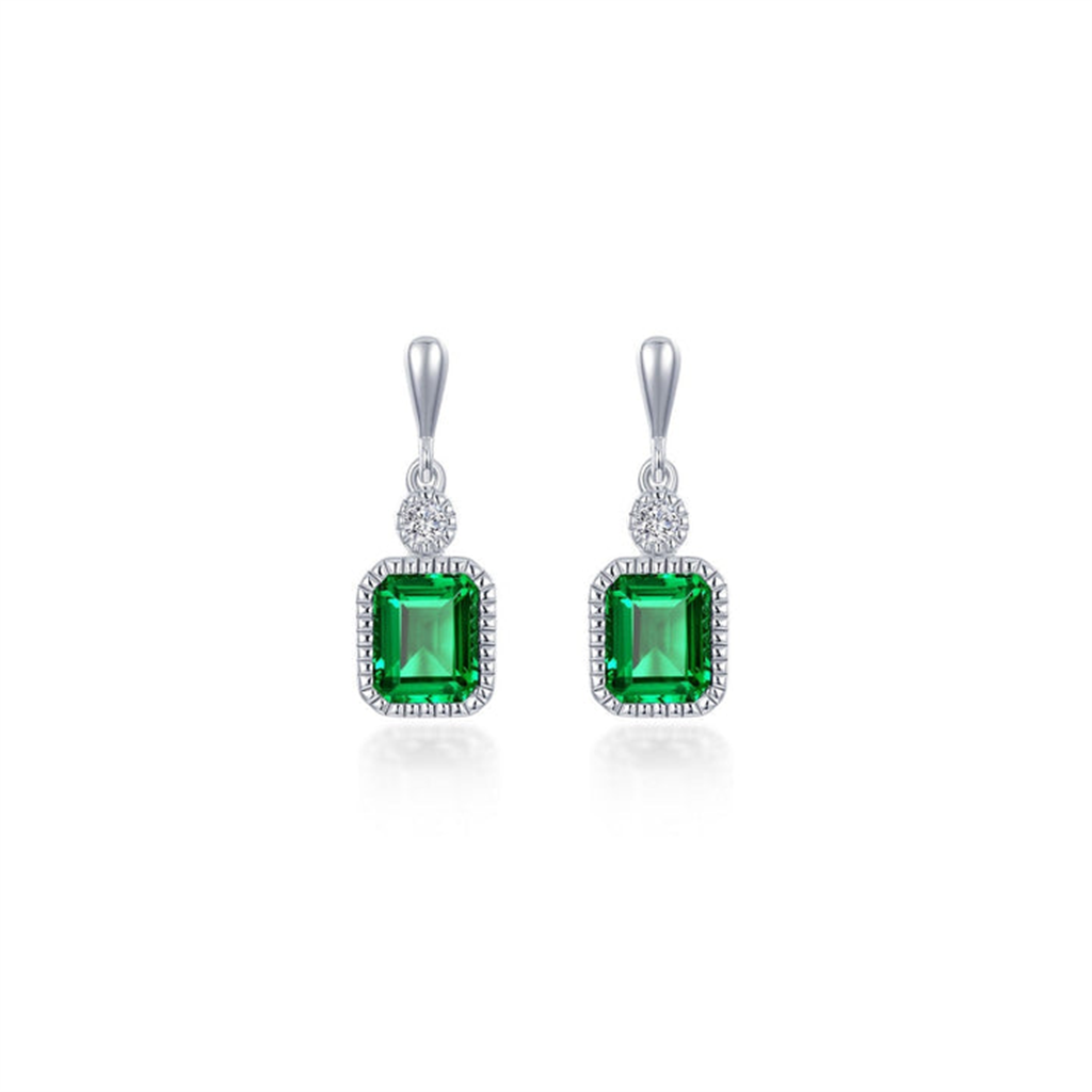 Lafonn 1.82 CTW Simulated Diamond and Emerald May Birthstone Dangle Earrings