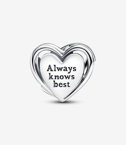Pandora Moments Openwork "Mom Always Knows Best"  & Heart Charm