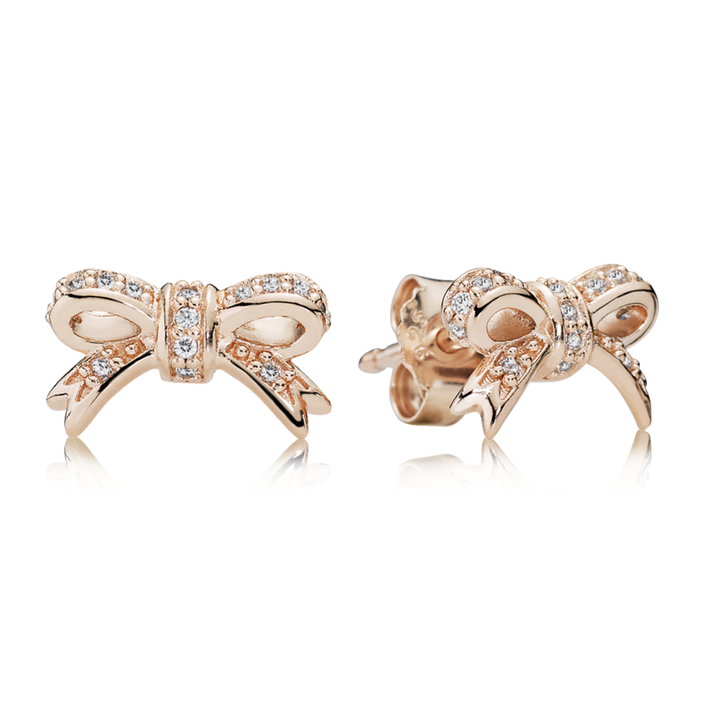 Pandora Moments Rose Sparkling Bow Stud Earrings