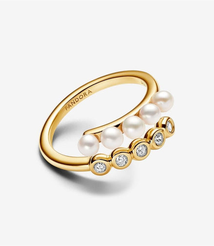 Pandora Treated Freshwater Cultured Pearls & Stones Open Ring Size 7