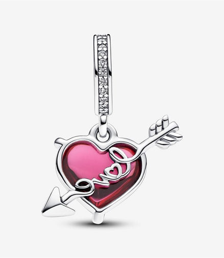 Pandora Moments Red Heart And Arrow Murano Glass Dangle Charm