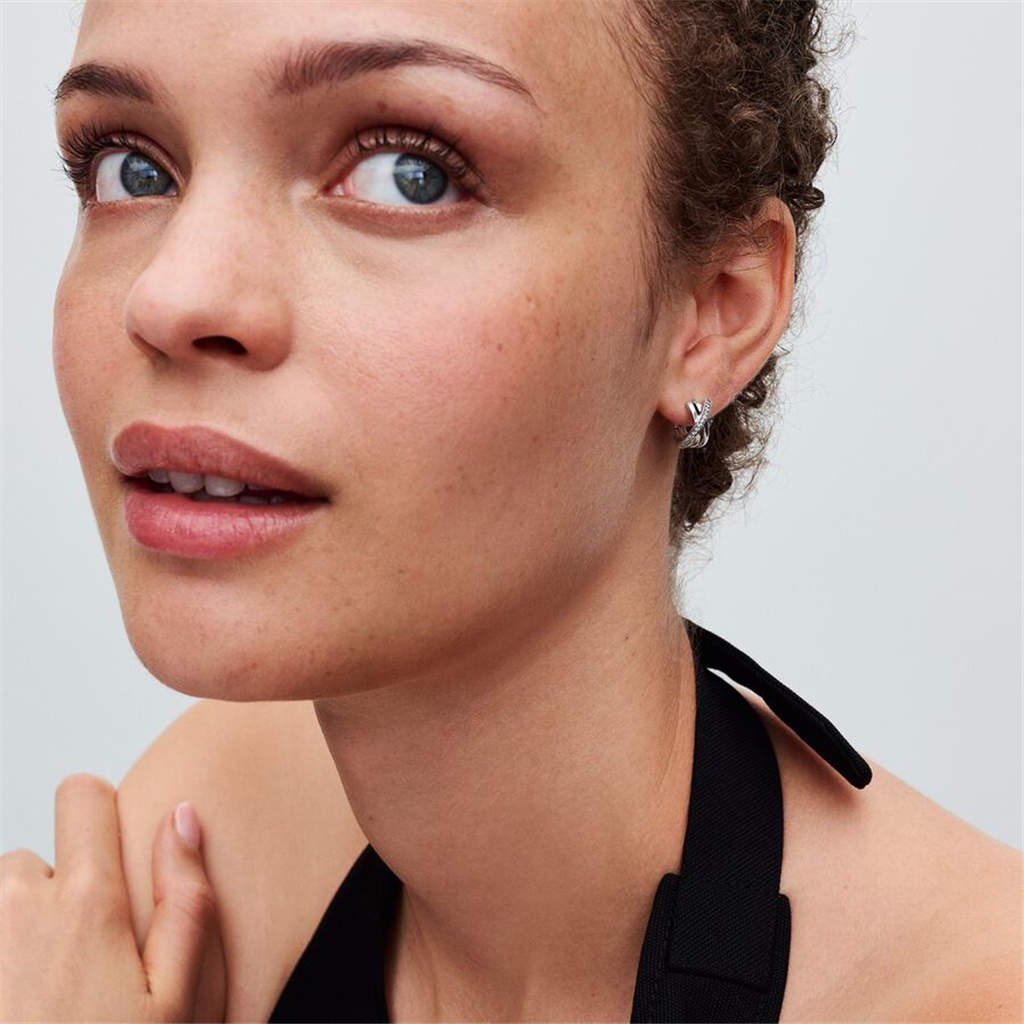 Pandora Signature Crossover Pavé Hoop Earrings