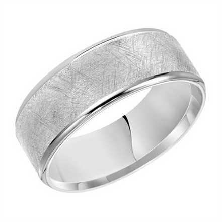 Frederick Goldman 14K White Gold Comfort Fit Crystaline Finish Wedding Band Size 10