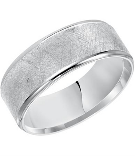 Frederick Goldman 14K White Gold Comfort Fit Crystaline Finish Wedding Band Size 10