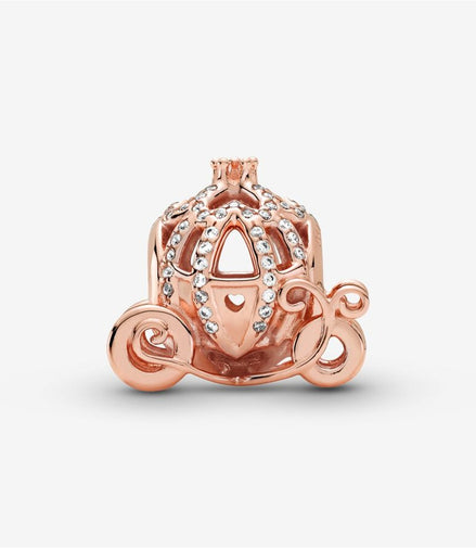 Pandora Disney 14K Rose Gold Plated Cinderella Sparkling Carriage Charm