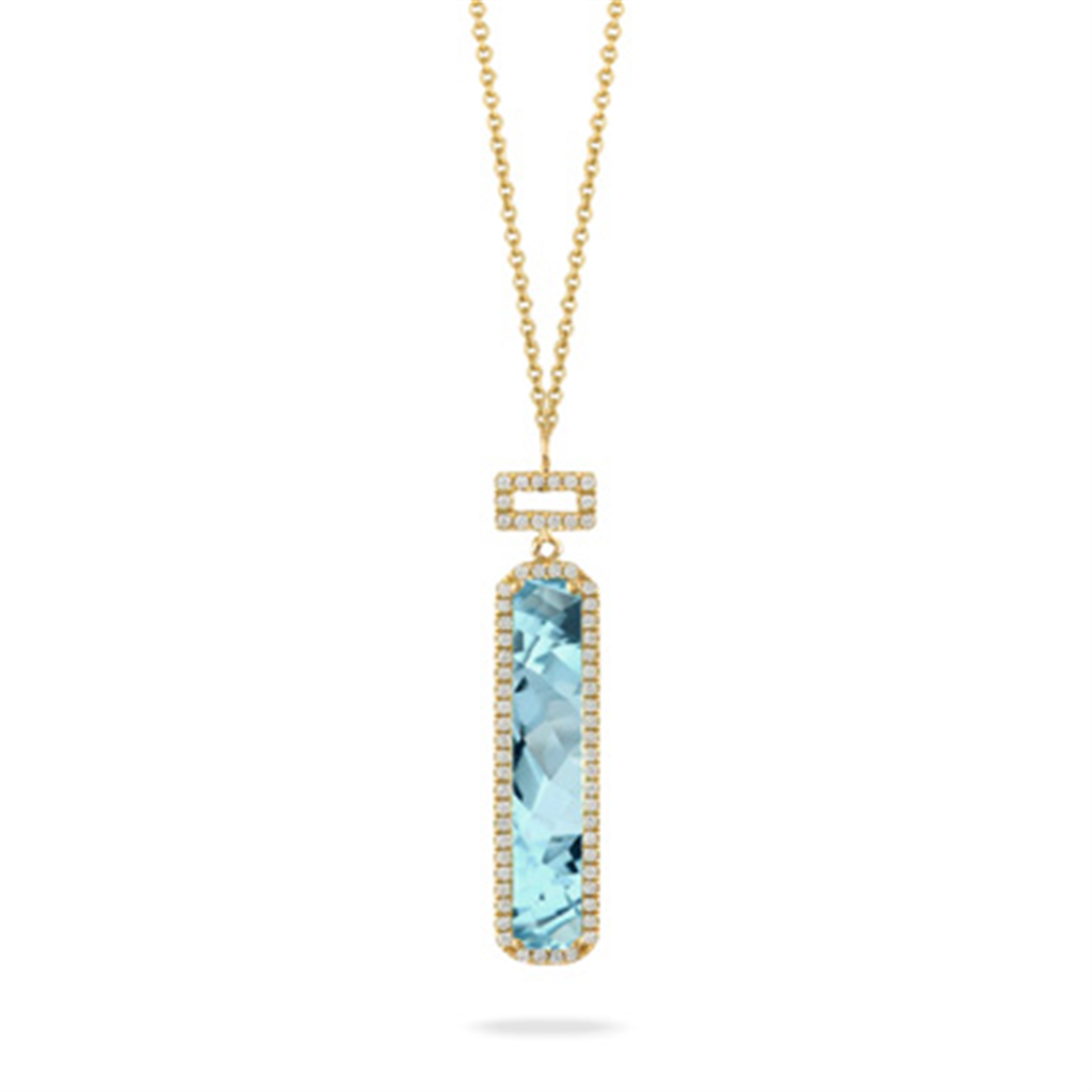 Sky Blue Diamond And Topaz Drop Pendant Necklace