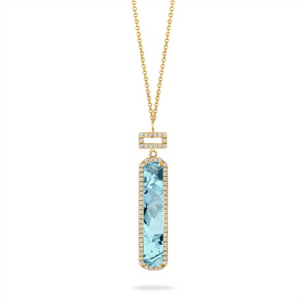 Sky Blue Diamond And Topaz Drop Pendant Necklace