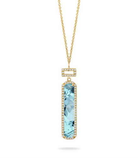 Sky Blue Diamond And Topaz Drop Pendant Necklace