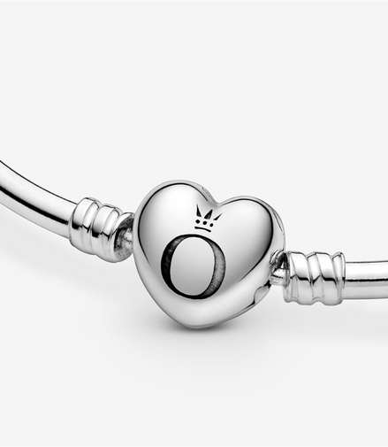 Pandora Moments Heart Clasp Charm Bangle Bracelet Size 19