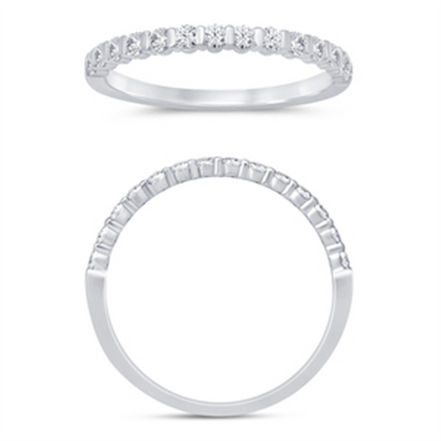 14K White Gold 0.25 CTW Diamond Bar Set Half Eternity Band