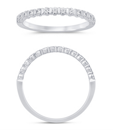 14K White Gold 0.25 CTW Diamond Bar Set Half Eternity Band