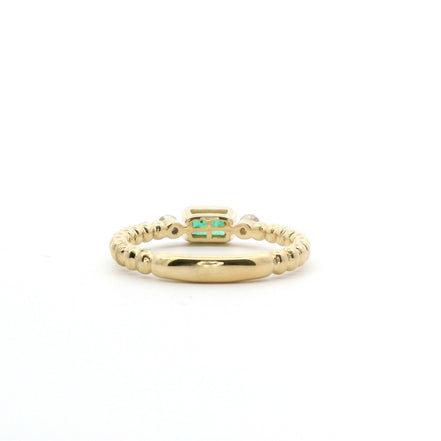 14K Yellow Gold Emerald & Diamond East/West Fashion Ring