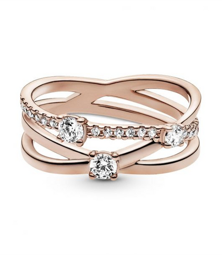 Pandora Timeless Sparkling Triple Band Ring Size 7