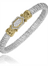 Vahan 14K Gold and Sterling Silver Diamond 4mm Closed Bar Bracelet