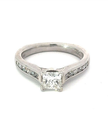 Diamond Princess Cut Engagement Ring .77ct Center Stone