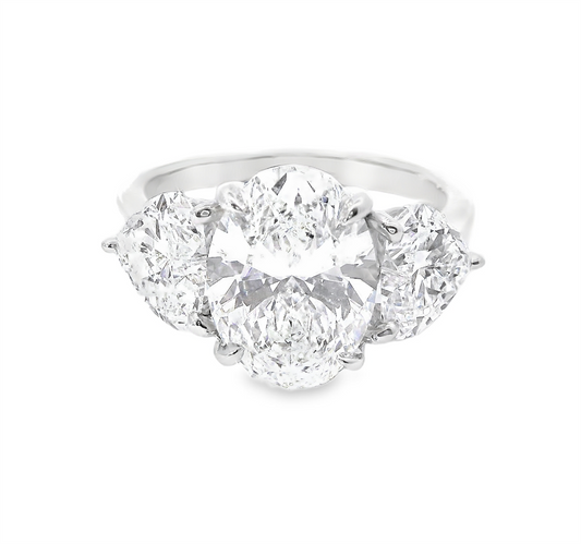 Platinum 5.11 CTW Lab Grown Diamond Oval Shaped 3 Stone Engagement Ring