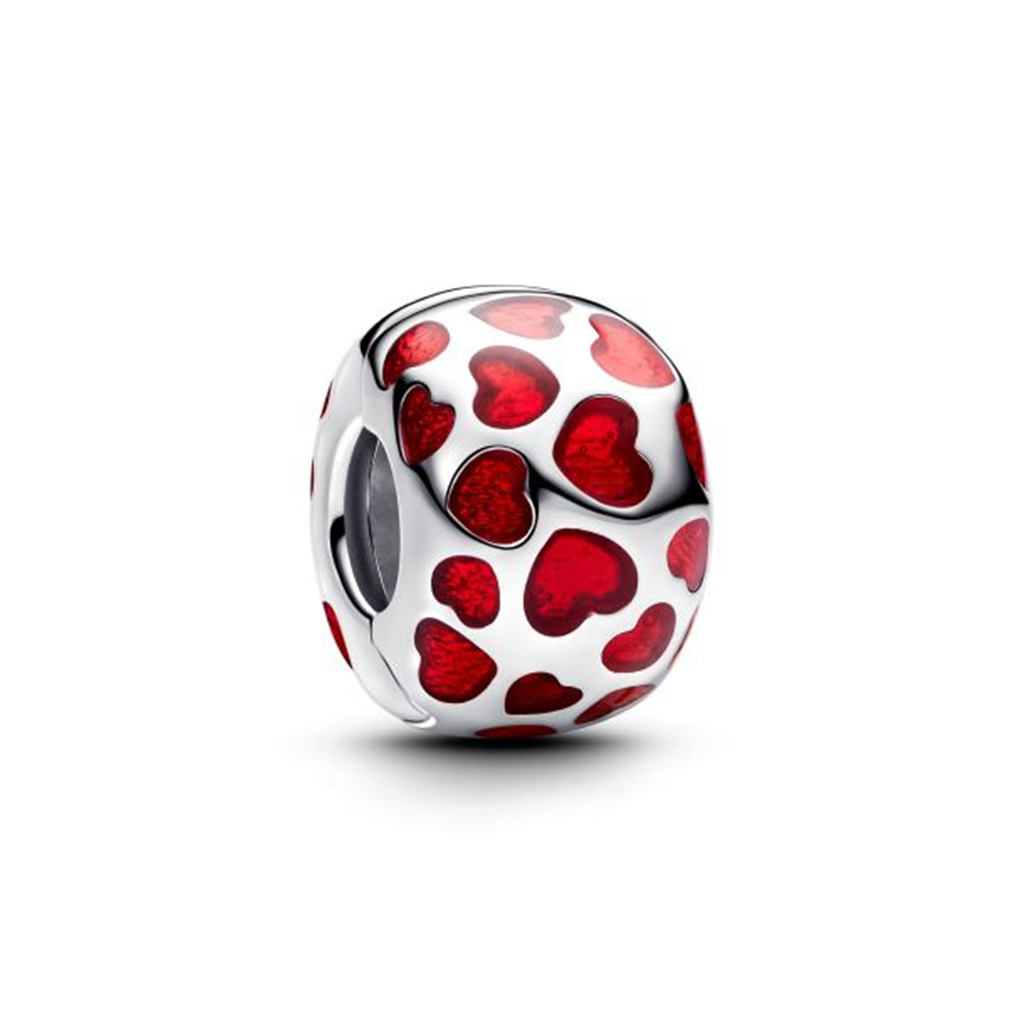 Pandora Moments Hearts Round Clip Charm