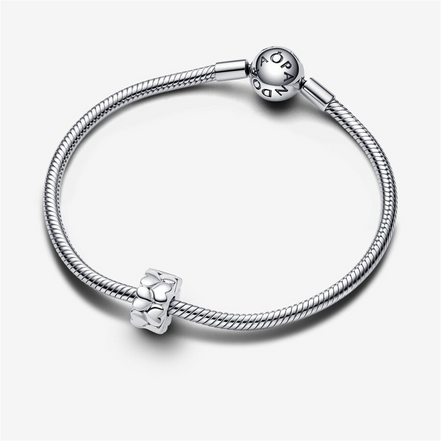Pandora Moments Silver Heart Pattern Clip Charm