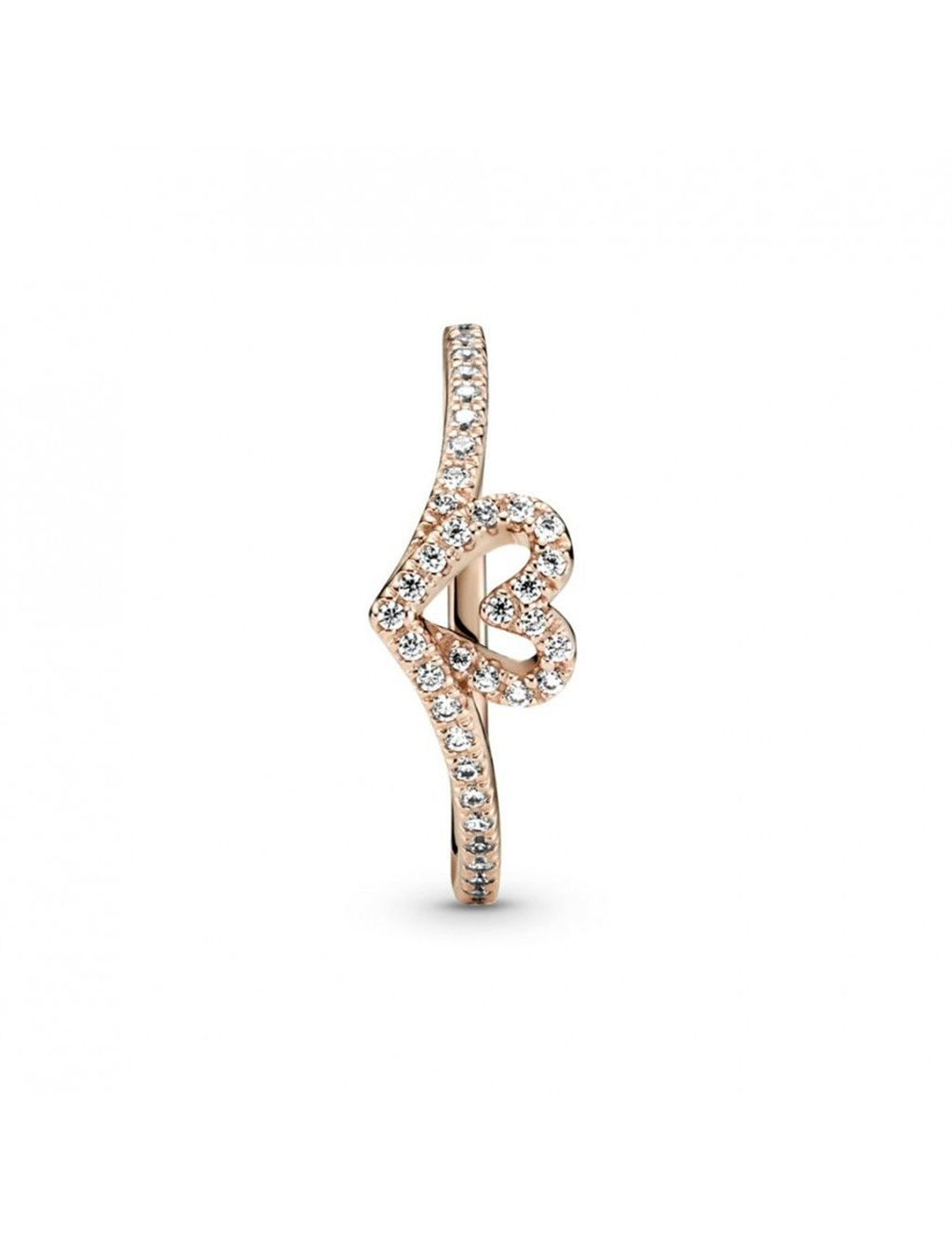 Pandora Timeless Sparkling Wishbone Heart Ring Size 6