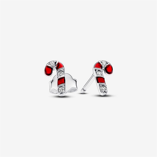 Pandora Moments Sparkling Red Candy Cane Stud Earrings