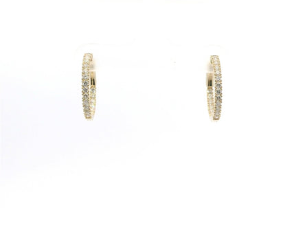 14K Yellow Gold And 0.70 CTW Diamond Inside/Out Huggie Hoop Earring