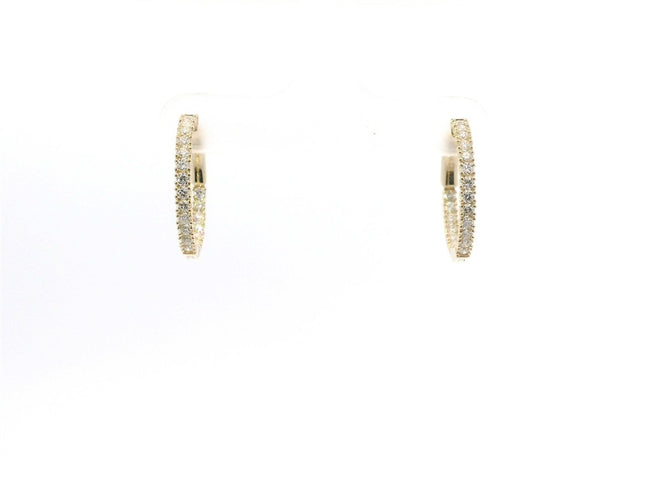 14K Yellow Gold And 0.70 CTW Diamond Inside/Out Huggie Hoop Earring