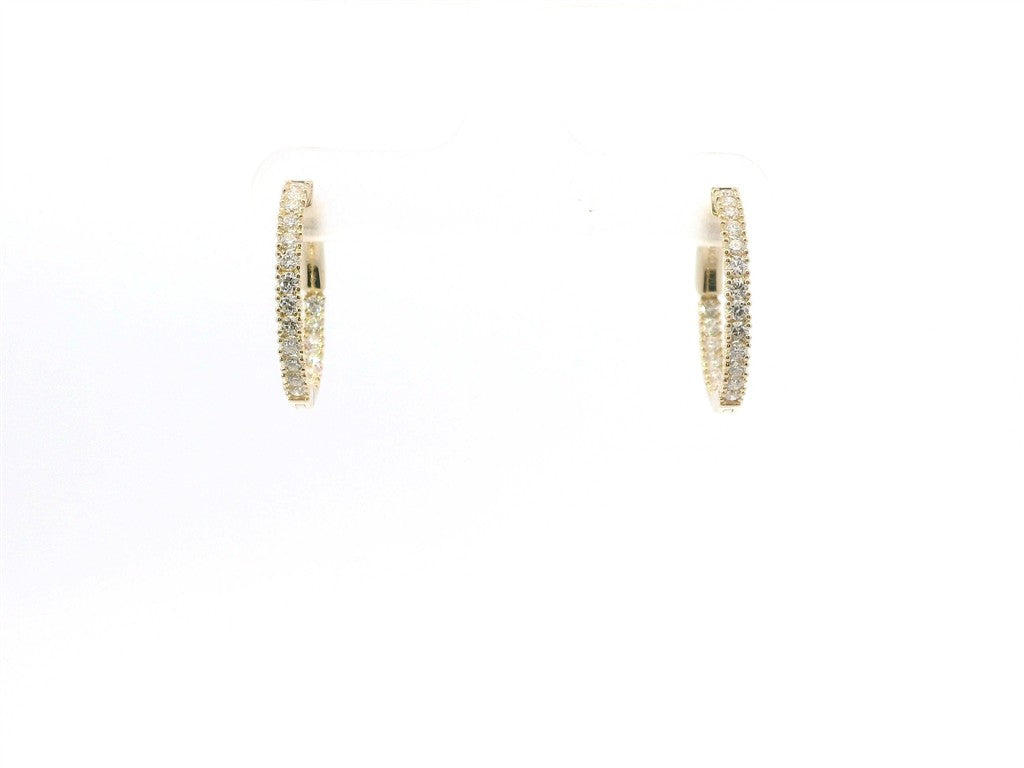 14K Yellow Gold And 0.70 CTW Diamond Inside/Out Huggie Hoop Earring