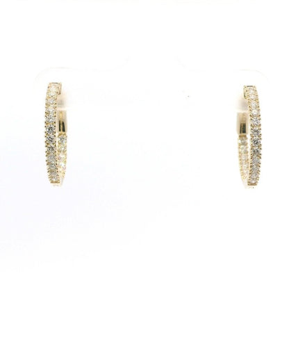 14K Yellow Gold And 0.70 CTW Diamond Inside/Out Huggie Hoop Earring