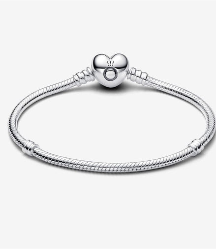 Pandora Moments Heart Clasp Snake Chain Bracelet Size 21