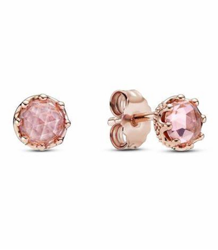 Pandora Moments Pink Sparkling Crown Stud Earrings