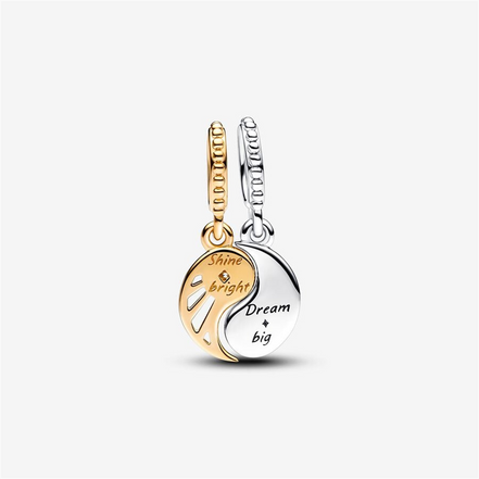 Pandora Moments Two-Tone Splittable Sun And Moon Dangle Charm