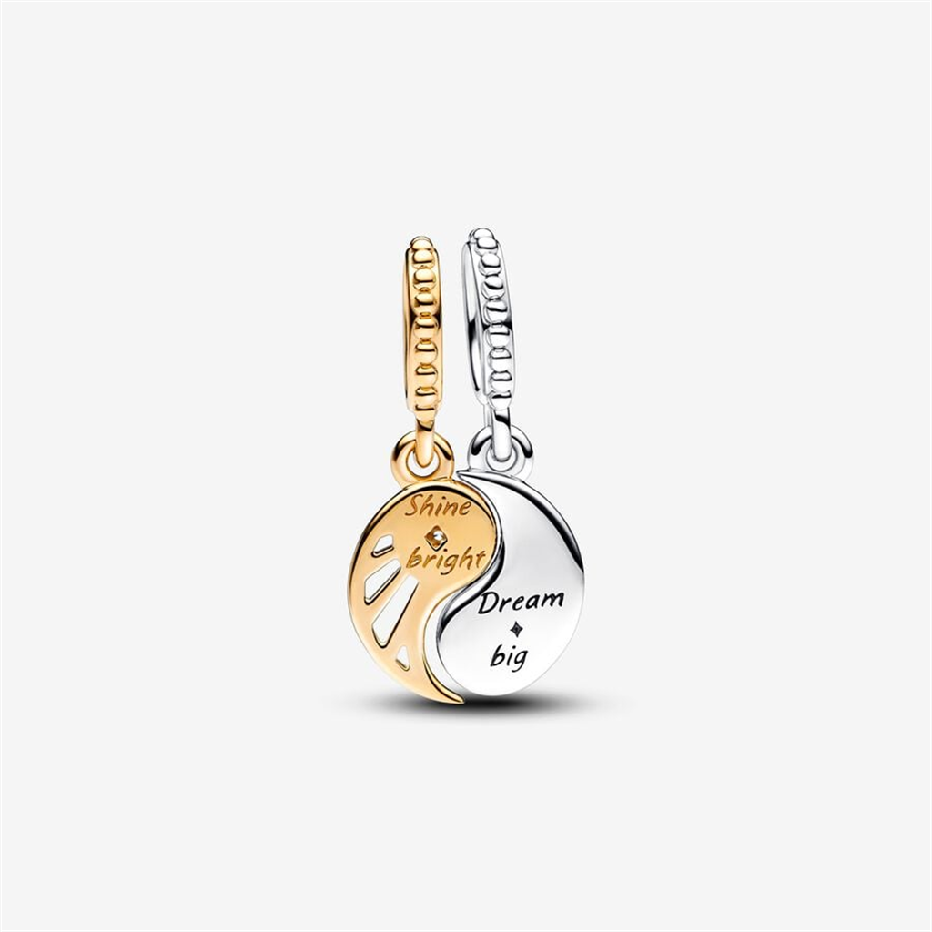 Pandora Moments Two-Tone Splittable Sun And Moon Dangle Charm