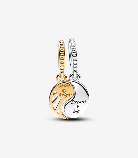 Pandora Moments Two-Tone Splittable Sun And Moon Dangle Charm