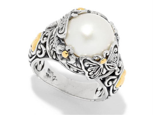 Samuel B Sterling Silver And 18K Gold Boreno White Mabe Pearl Ring