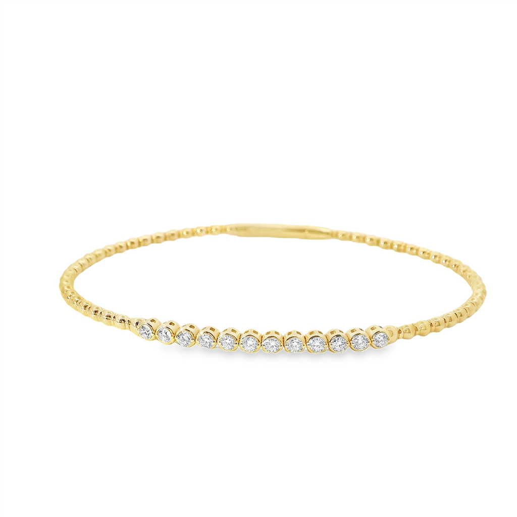14K Yellow Gold And 0.40 CTW Diamond Flex Bangle Bracelet