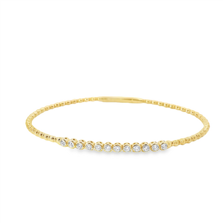 14K Yellow Gold And 0.40 CTW Diamond Flex Bangle Bracelet
