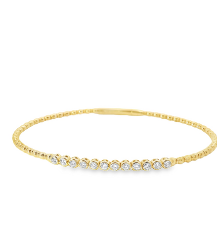 14K Yellow Gold And 0.40 CTW Diamond Flex Bangle Bracelet