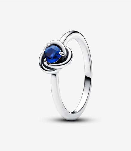 Pandora Moments September Princess Blue Eternity Circle Ring Size 7.5