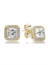 Pandora Timeless Silver And 14K Gold Square Sparkle Halo Stud Earrings