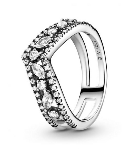 Pandora Timeless Sparkling Marquise Double Wishbone Ring Size 6