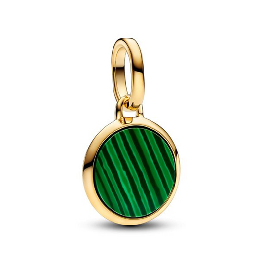 Pandora ME/Moments Green Engravable Gold-Plated Mini Medallion Charm