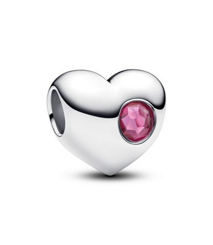 Pandora Engravable Pink Stone Heart Charm