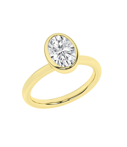 Revelation 14K Yellow Gold 2 CTW Lab Grown Oval Shaped Bezel Set Solitaire Engagement Ring