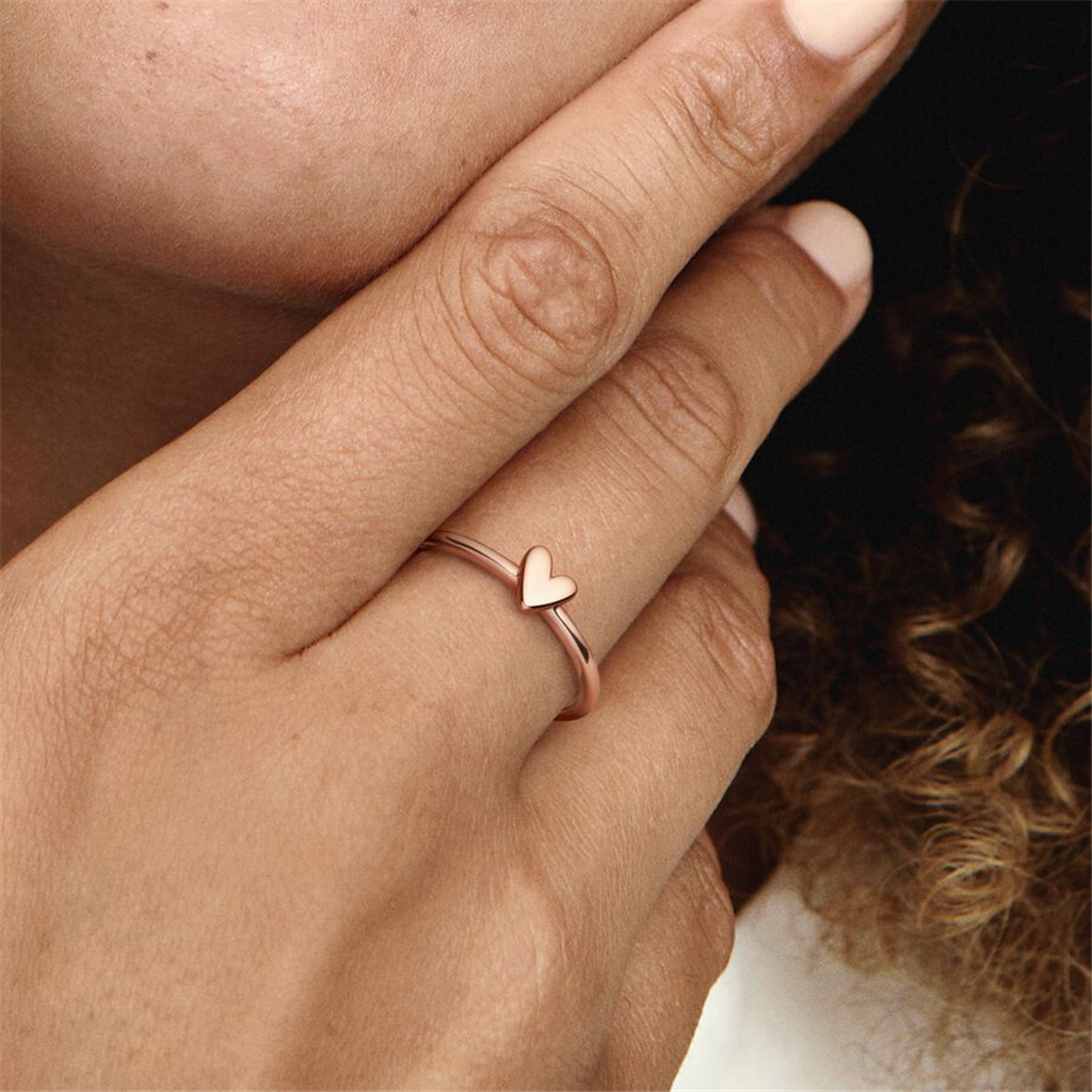 Pandora Moments Rose Gold Free Hand Heart Ring Size 7