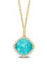Amazon Breeze Clear Quartz Amazonite And Cushion Diamond Pendant Necklace