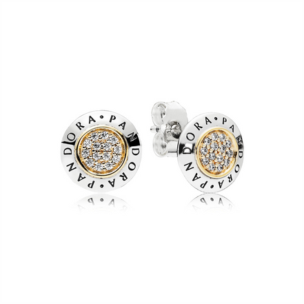 Pandora Signature Two-Tone Logo Stud Earrings