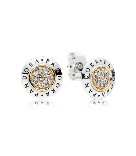 Pandora Signature Two-Tone Logo Stud Earrings